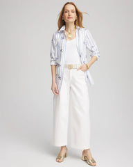 Chico's Collections No Iron™ Palm Striped Sateen Shirt