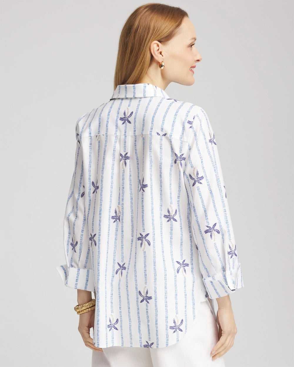 Chico's Collections No Iron™ Palm Striped Sateen Shirt