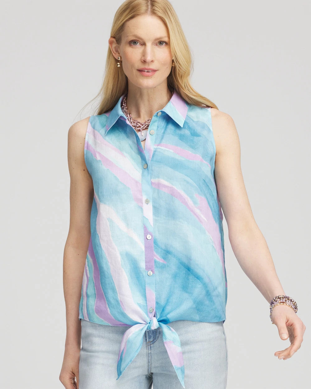 Chico's Collections No Iron™ Linen Tie-Front Sleeveless Shirt