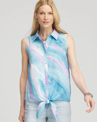 Chico's Collections No Iron™ Linen Tie-Front Sleeveless Shirt