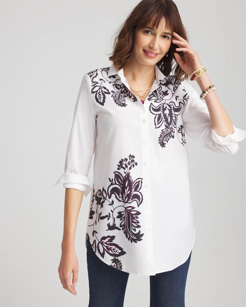 Chico's Collections No Iron™ Floral Stretch Tunic