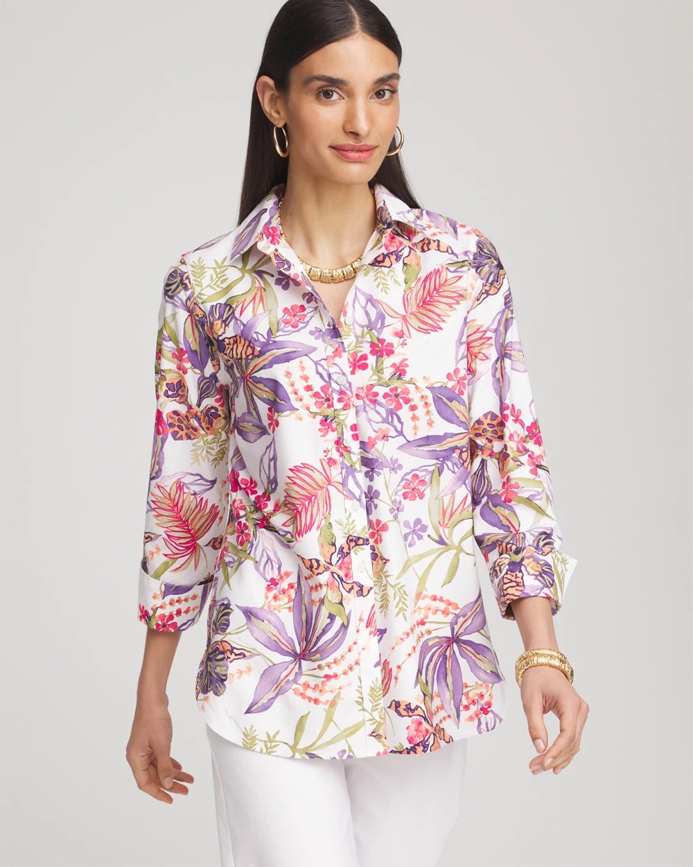 Chico's Collections No Iron™ Tropical Floral Stretch Shirt