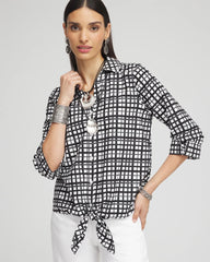 Chico's Collections No Iron™ Plaid Tie-Front Top