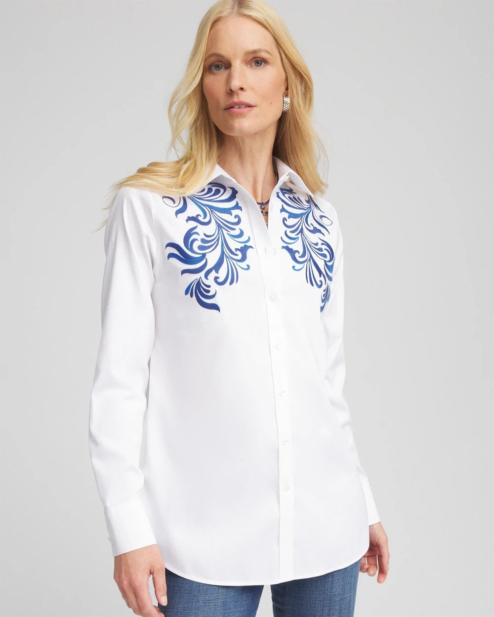 Chico's Collections No Iron™ Wildflower Embroidered Shirt