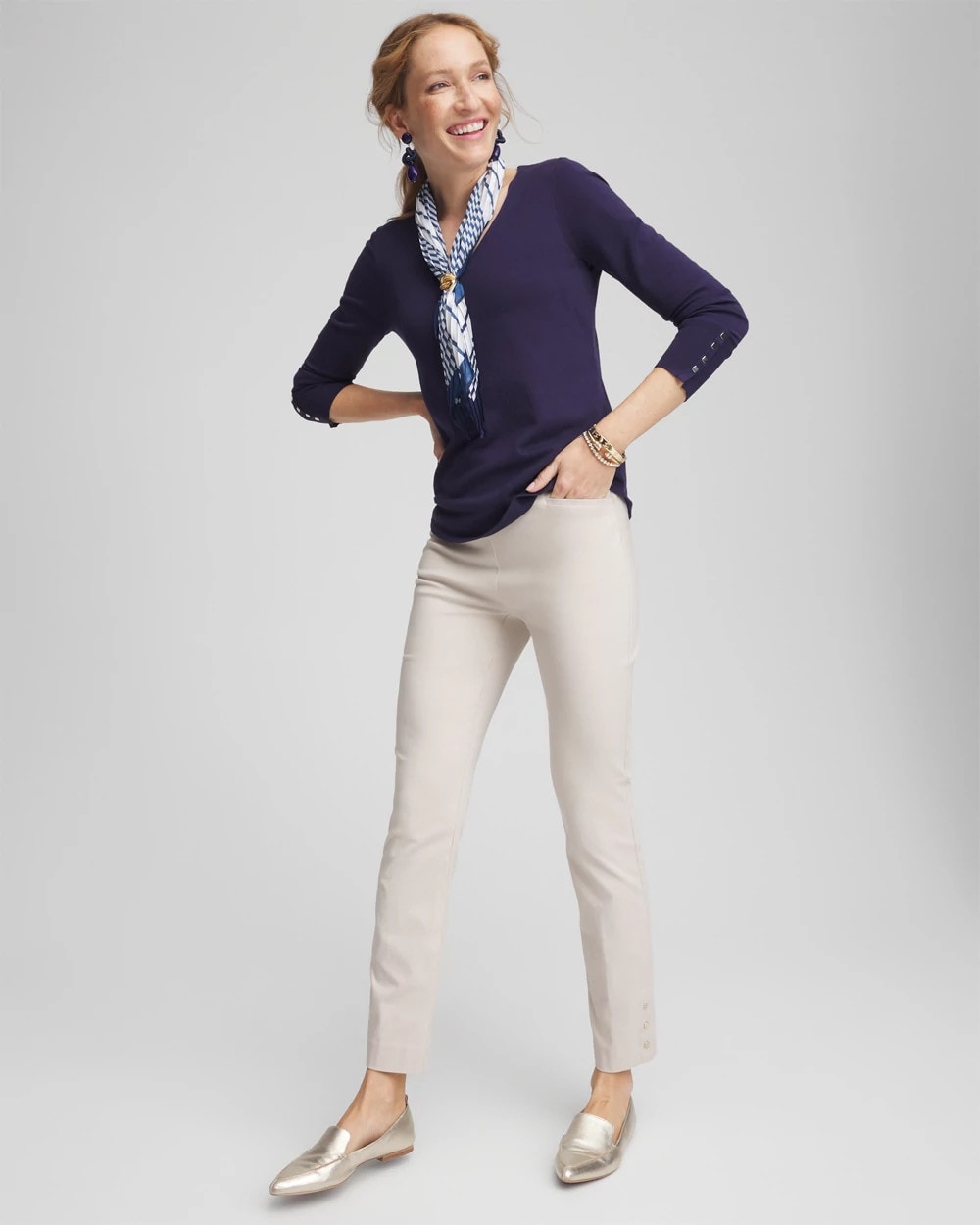 Chico's Collections Brigitte™ Pull-On Slim Rivet Ankle Pants