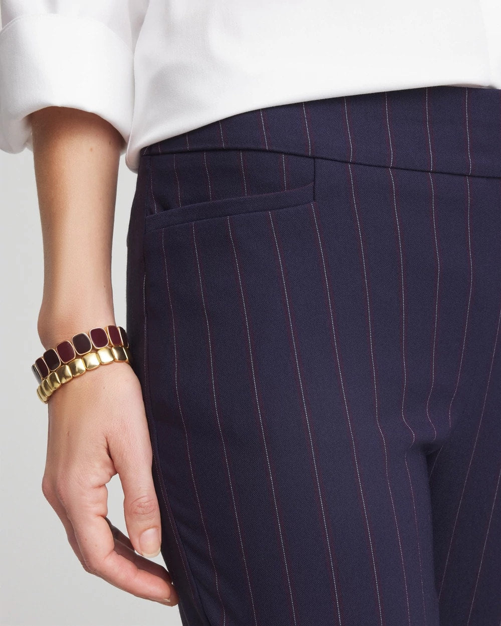 Chico's Collections Shadow Stripe Brigitte™ Slim Pull-On Pants
