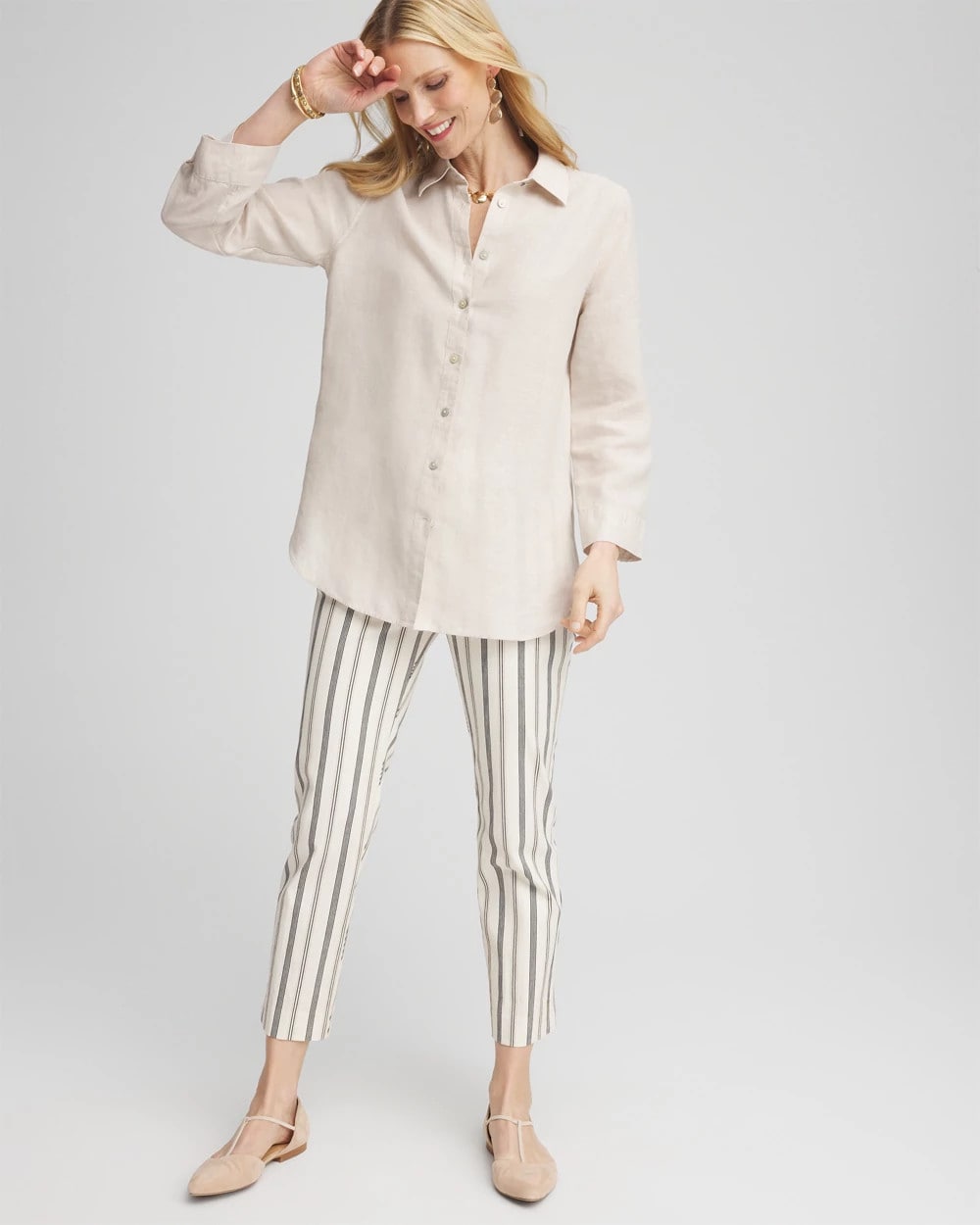 Chico's Collections Brigitte™ Slub Striped Cropped Pants