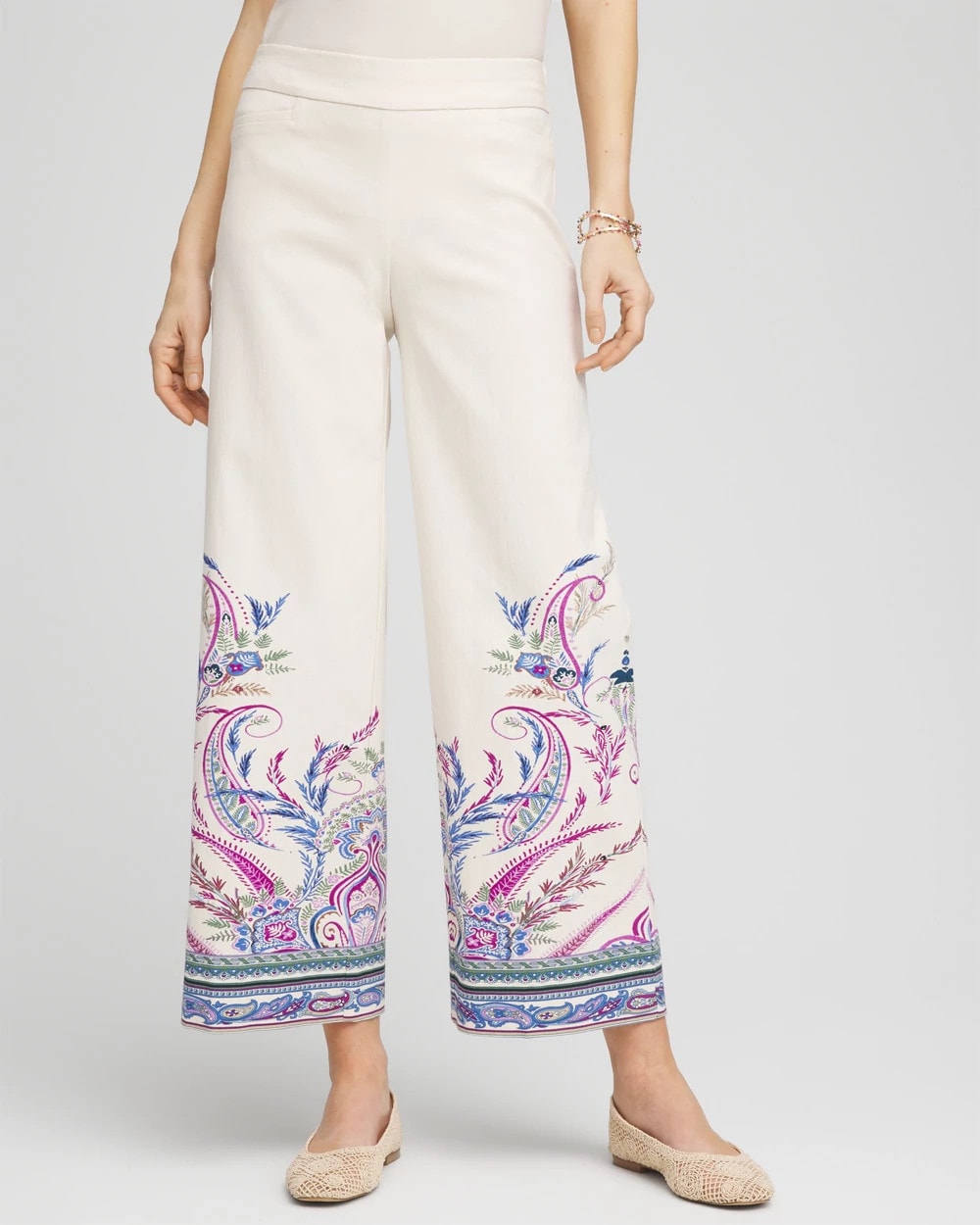 Chico's Collections Brigitte™ Paisley Wide-Leg Cropped Pants