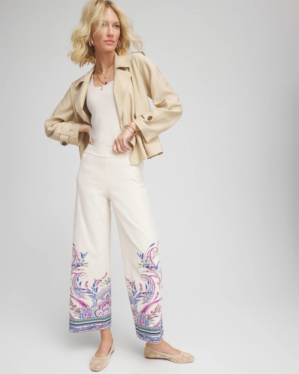 Chico's Collections Brigitte™ Paisley Wide-Leg Cropped Pants