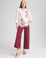 Chico's Collections Brigitte™ Striped Slub Wide-Leg Cropped Pants