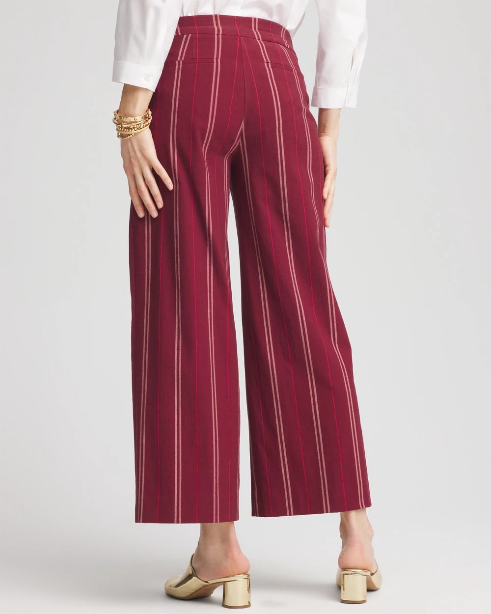 Chico's Collections Brigitte™ Striped Slub Wide-Leg Cropped Pants