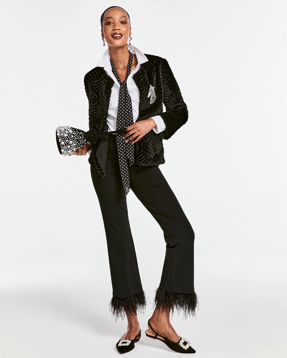 Chico's Collections Juliet Feathered Flared Cropped Pants