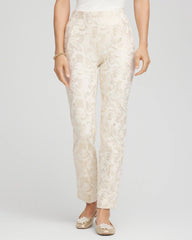 Chico's Collections Juliet Golden Foiled Slim Ankle Pants