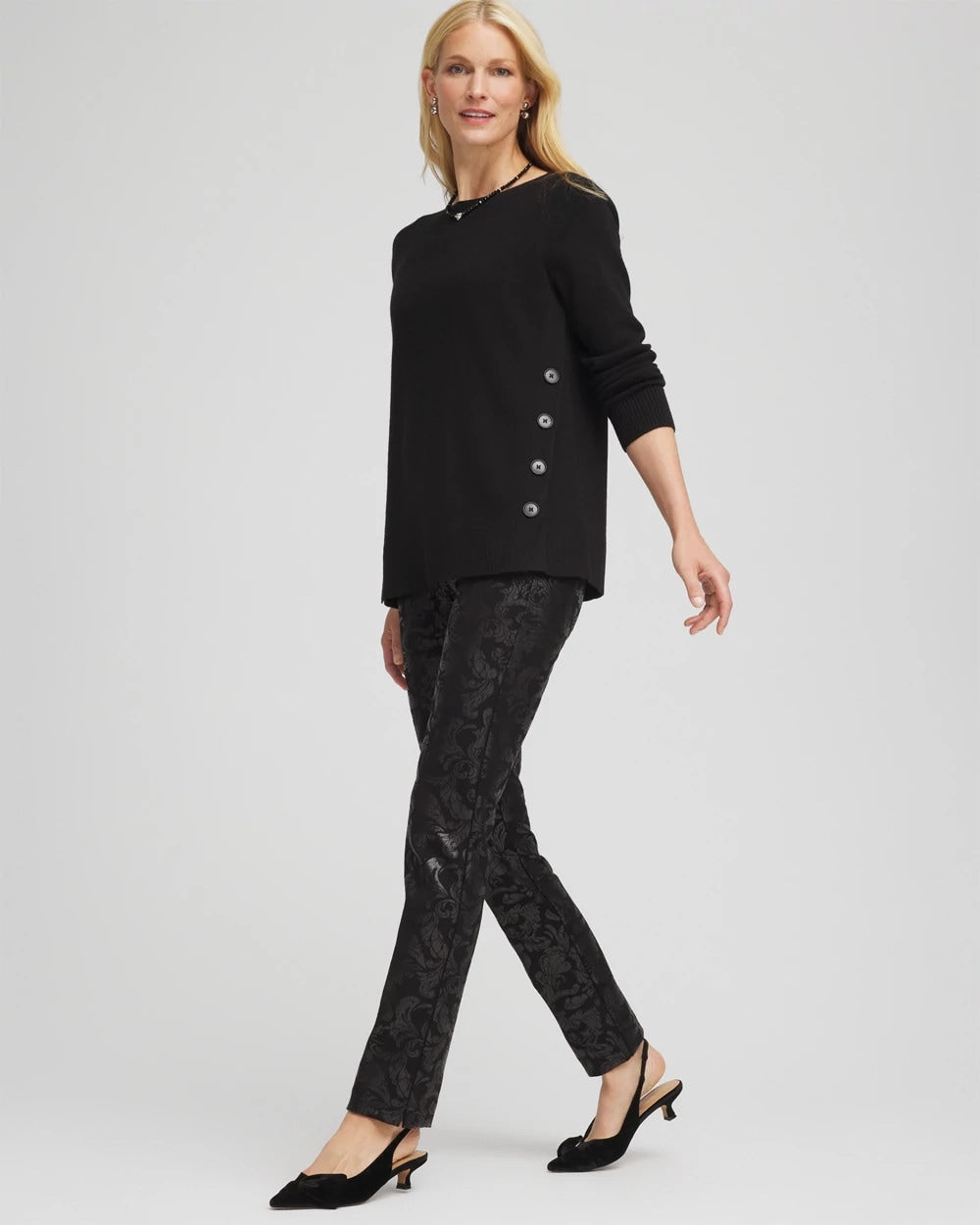 Chico's Collections Juliet Foiled Slim Ponte Pants