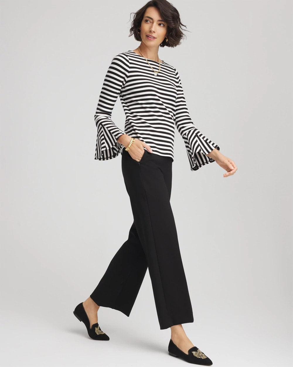 Chico's Collections Juliet Slim Wide-Leg Cropped Pants