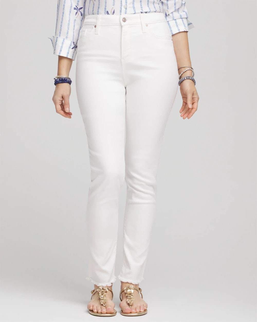 Chico's Collections No-Stain Girlfriend Frayed Ankle Jeans