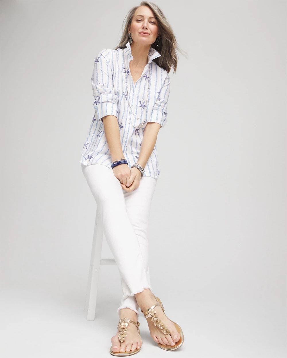 Chico's Collections No-Stain Girlfriend Frayed Ankle Jeans