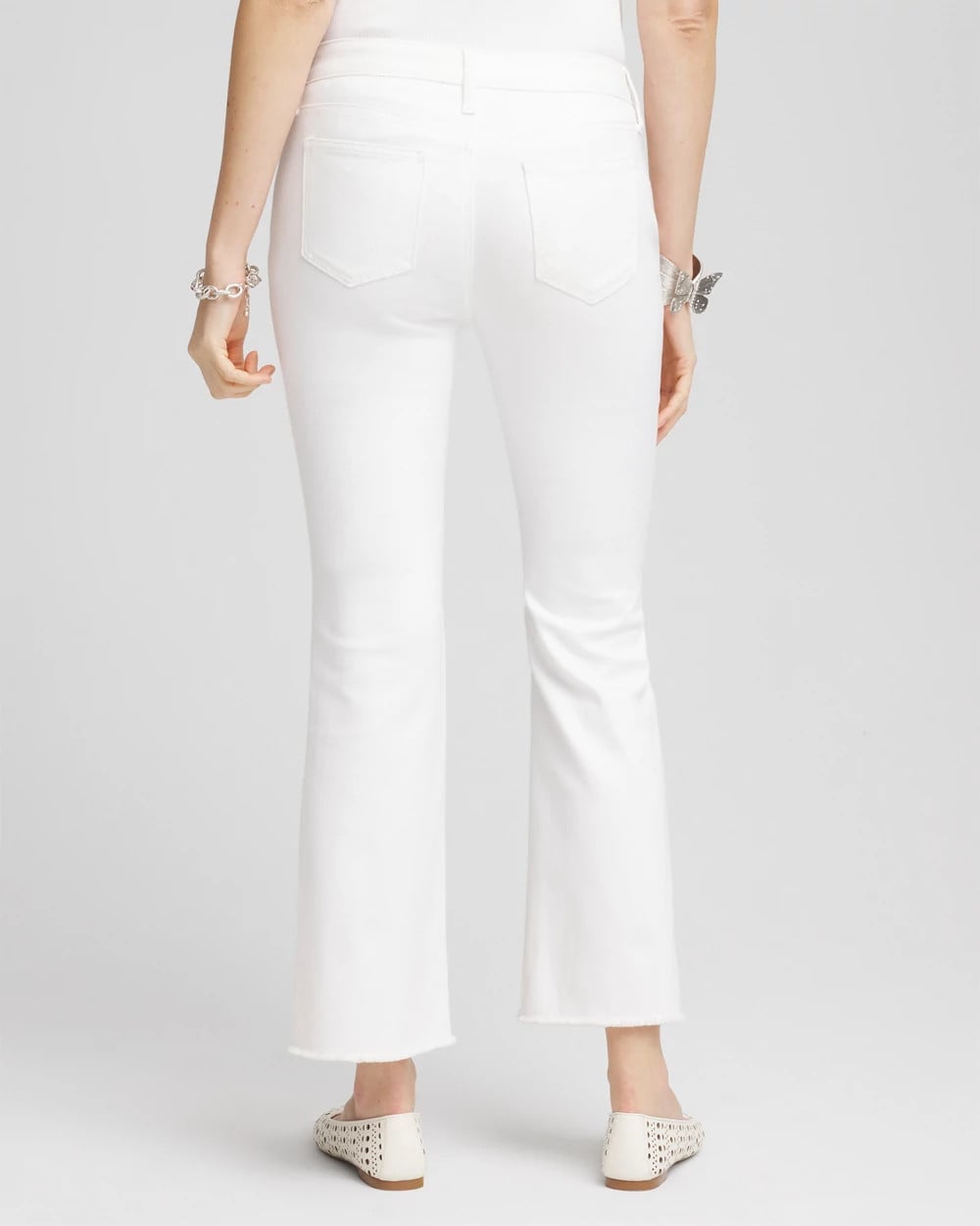 Chico's Collections No-Stain Girlfriend Frayed Flared Jeans