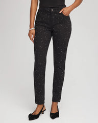 Chico's Collections Stone Embellished Girlfriend Slim Ankle Jeans