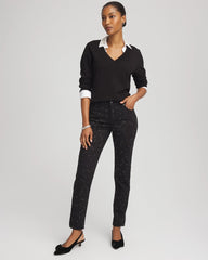 Chico's Collections Stone Embellished Girlfriend Slim Ankle Jeans