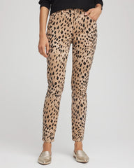 Chico's Collections Leopard Girlfriend Slim Ankle Jeans