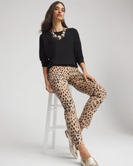 Chico's Collections Leopard Girlfriend Slim Ankle Jeans